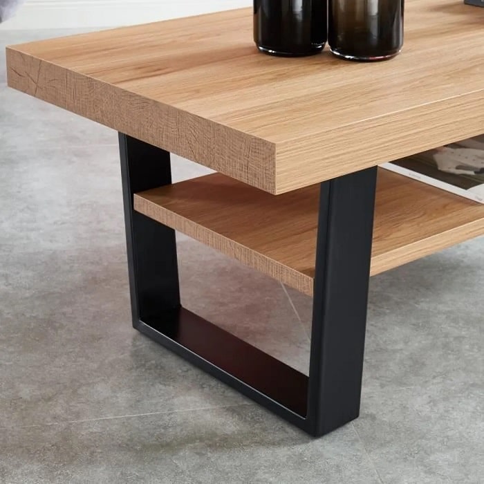Table basse industrielle FELIX coloris bois et métal 