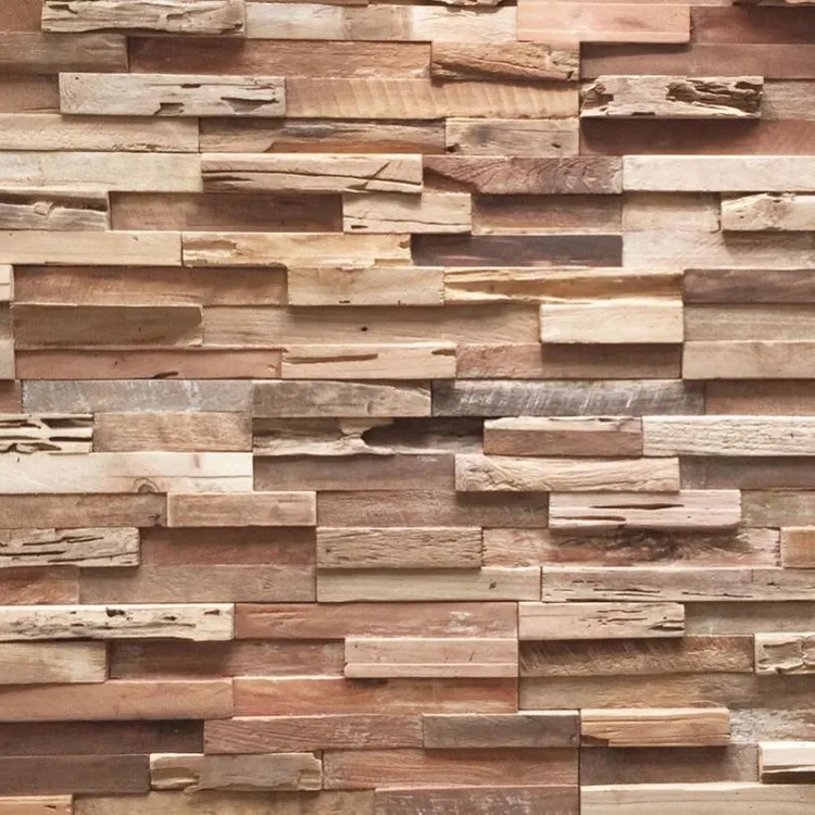 Plaquette de parement bois recyclé teck Colorado intérieur