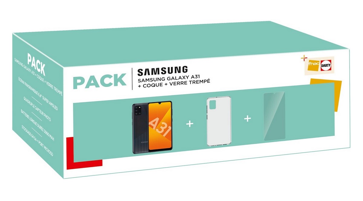 Smartphone Samsung PACK GALAXY A31 + Coque + Verre trempé