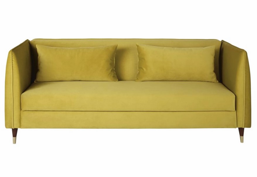 Canapé-lit 3/4 places ELMUT en velours jaune