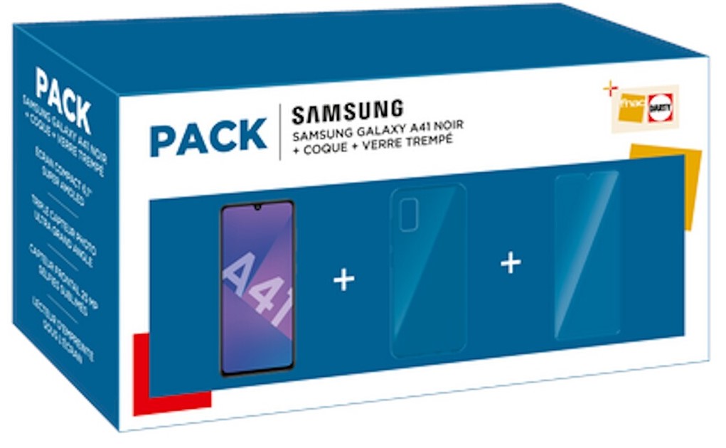 Smartphone Samsung PACK A41 NOIR + Coque + Verre Trempé