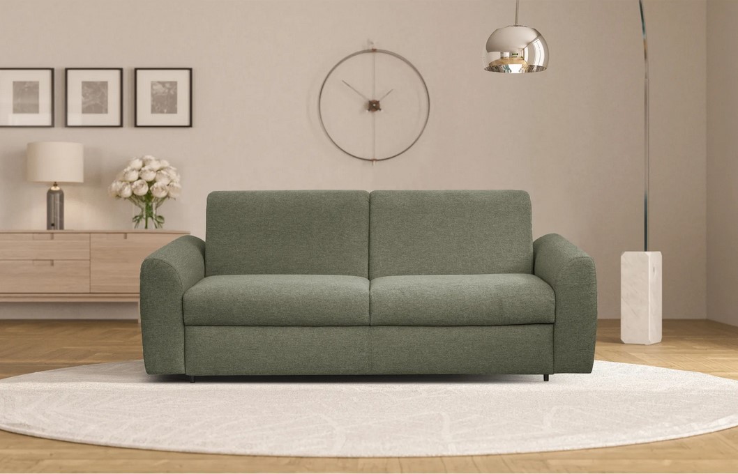 Canapé convertible express CLAYVE 3 places tissu Olive