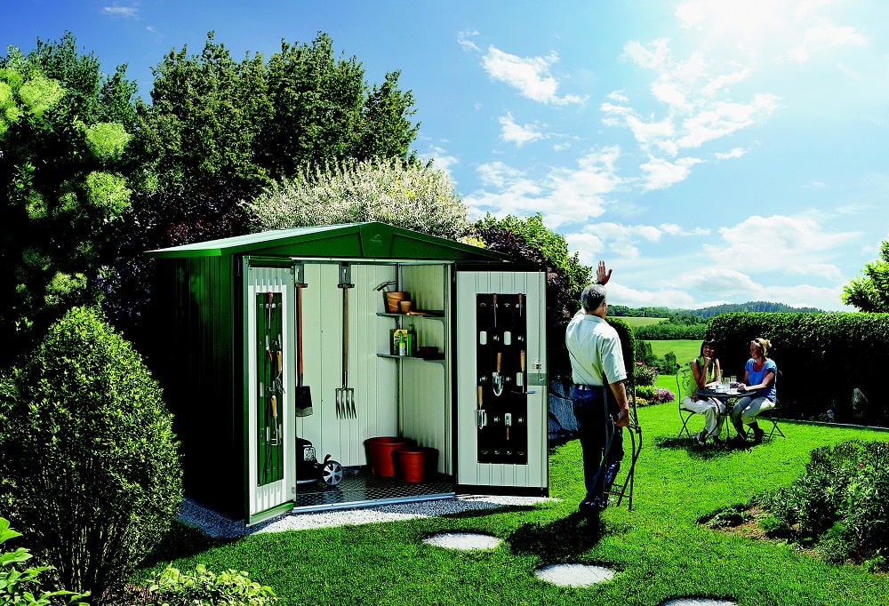 Abri de jardin double porte Biohort Europa T4 5.56 m² en métal coloris vert foncé 