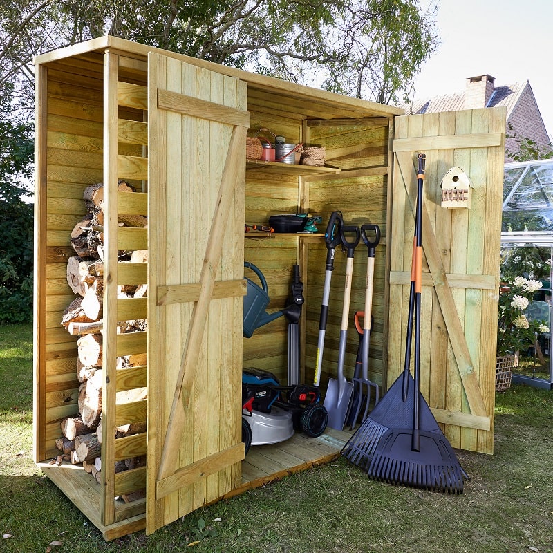 Armoire de jardin Klikstrom LOSINO avec abri-bûches en bois traité autoclave