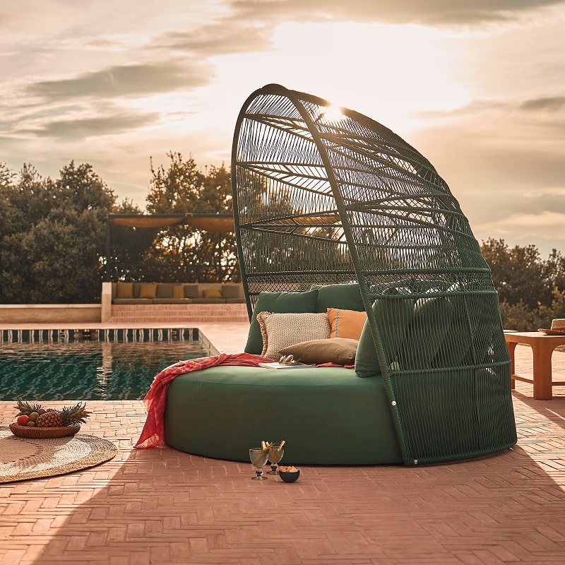 Double bain de soleil LEIROSA en métal et polyester recyclé vert - Maisons du Monde