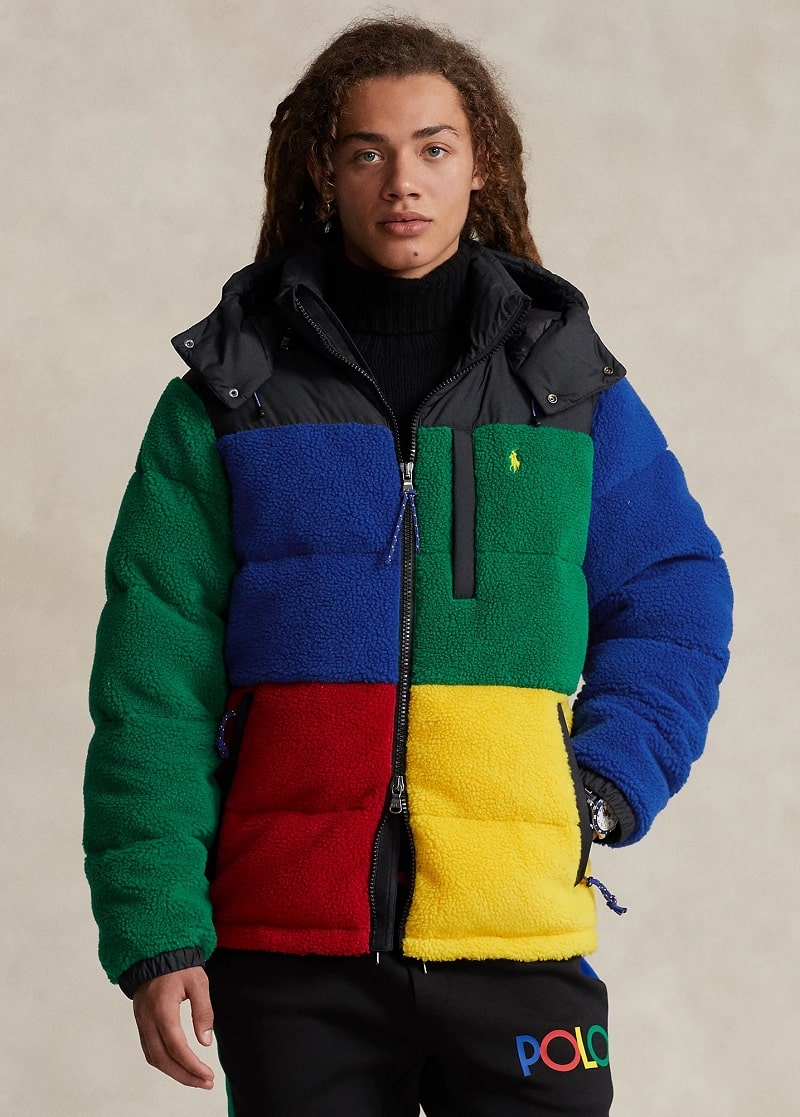 Polo Ralph Lauren Doudoune Color-block en sherpa Rouge Multi