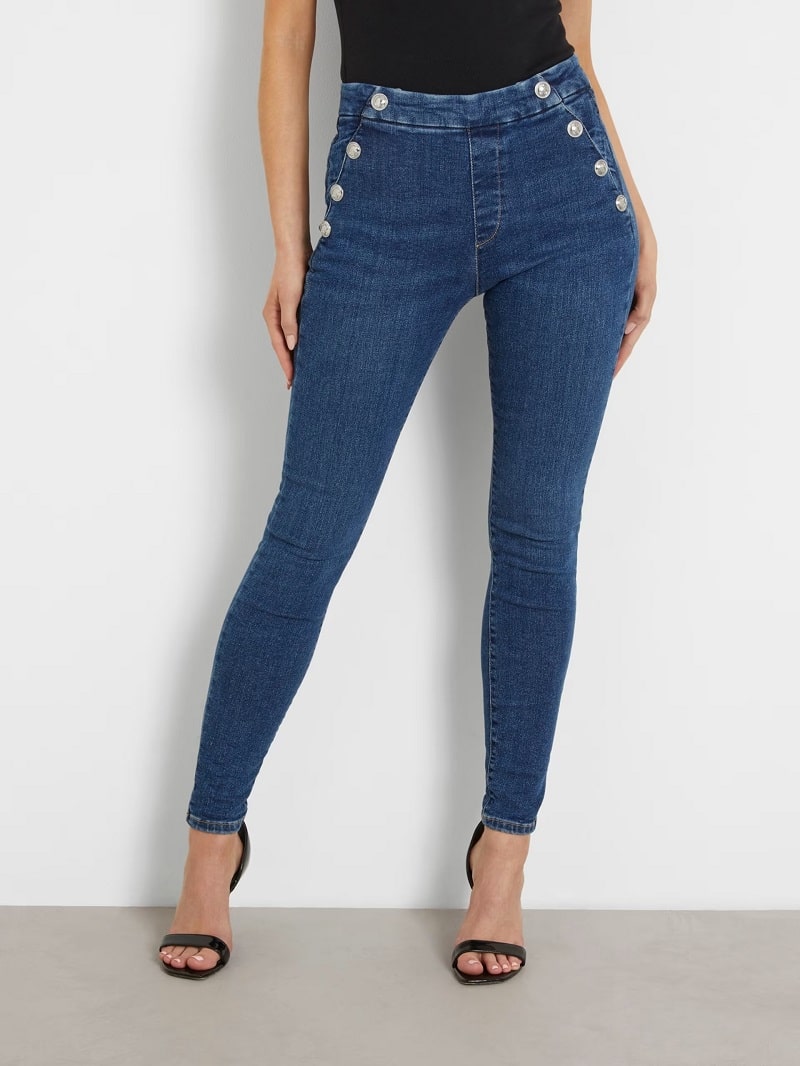 Jean skinny AUBREE SKINNY Guess boutons apparents bleu