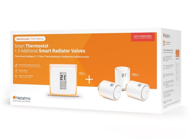 Pack Thermostat NETATMO + 3 Têtes Thermostatiques Connectés et Intelligents