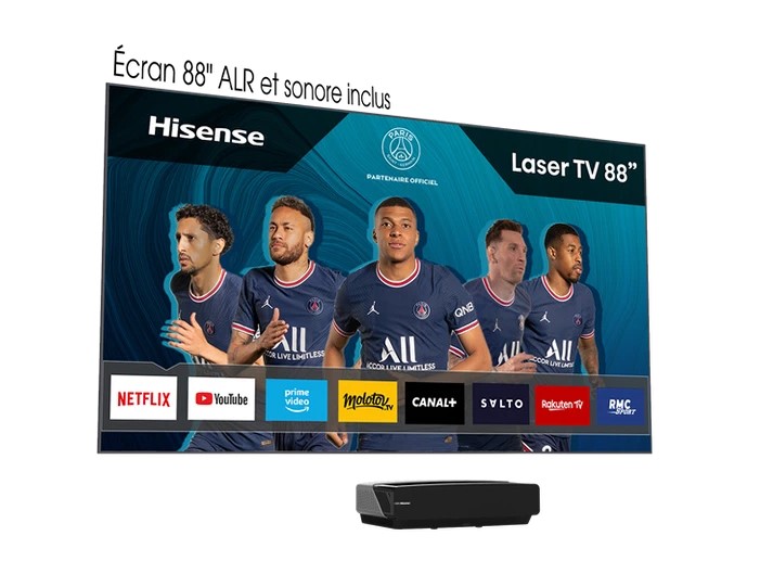 Vidéoprojecteur Hisense 88L5VG Laser TV 4K Noir + écran sonore anti reflet ALR