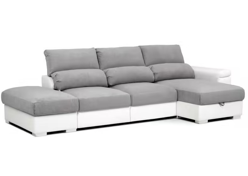 Canapé d'angle convertible réversible 4 places SIDNEY coloris gris clair/ blanc