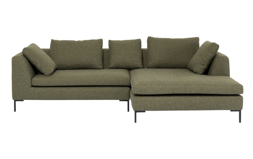 Canapé d'angle droit GIANNA DOLCE 4 places en tissu tressé vert