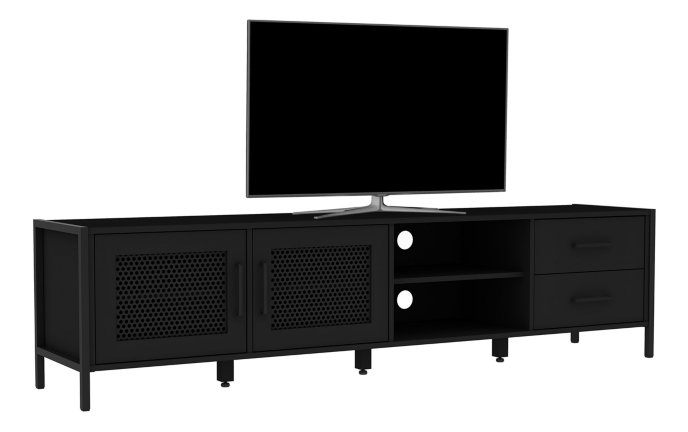 Meuble TV ZEUS 2 portes 2 tiroirs Noir