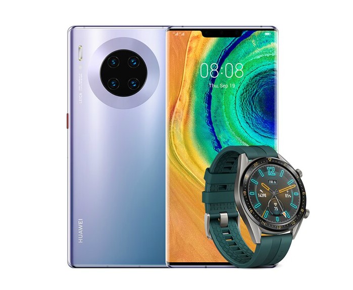 -429€ Pack Smartphone Huawei Mate30 Pro Double SIM 256 Go Argent + Montre connectée Huawei Watch GT Vert foncé