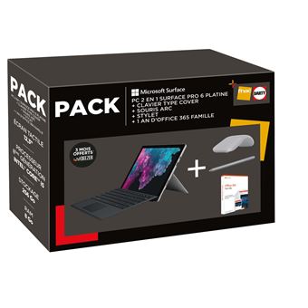 Le pack Surface Pro 6 + Type Cover + stylet + souris Arc à 1200 €