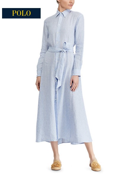 Robe-chemise rayée en lin Polo Ralph Lauren