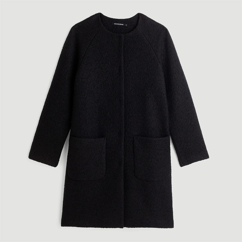 Monoprix Manteau ample sans col 50 % laine noir