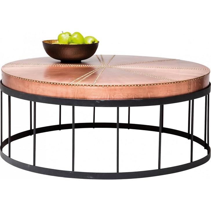 Table Basse Ronde Rivet Copper Kare Design - La Redoute