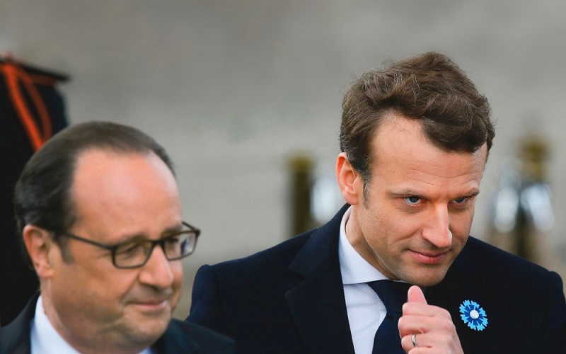 Emmanuel Macron, lundi, lors de la cérémonie de la commémoration du 8 mai 1945.(AFP/FRANCOIS MORI)