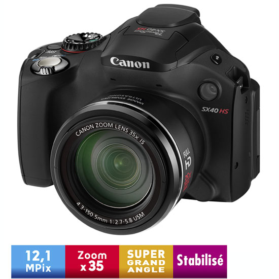 Appareil photo numérique Fnac - Canon PowerShot SX40 HS Noir Prix 370,90 euros