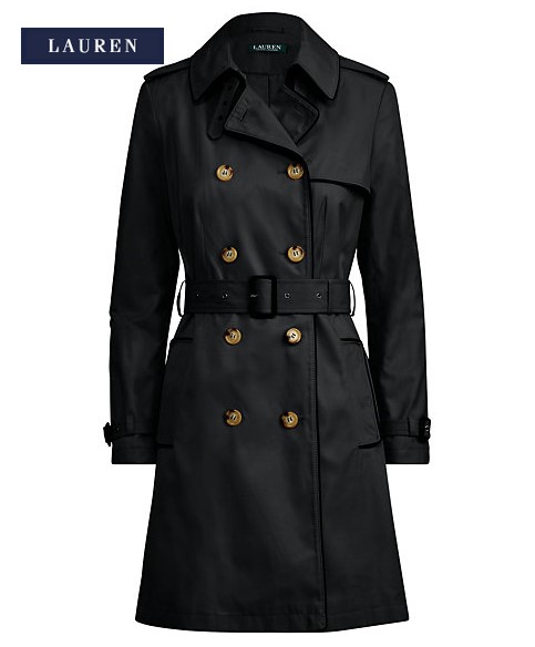 Trench-coat finitions simili cuir Ralph Lauren pour Femme
