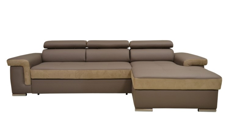 Canapé angle convertible méridienne droite GUARDI II Look Taupe/Micro.Chamois