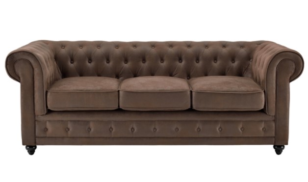 Chesterfield 3 places CHESTER tissu vintage marron