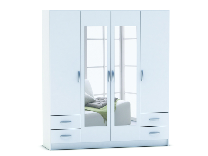 Armoire Conforama - Armoire 4 portes + 4 tiroirs SPOT coloris blanc