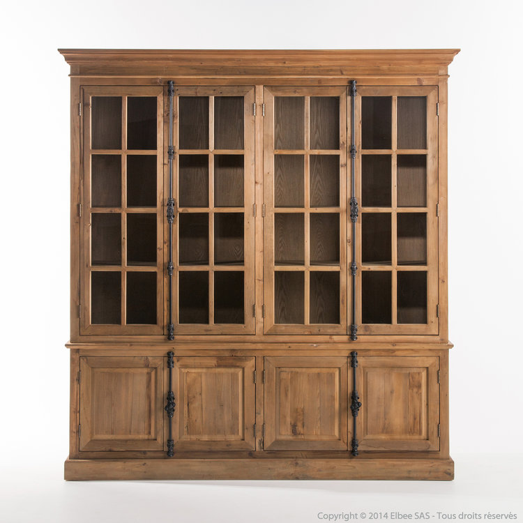 Bibliothèque en bois COUNTRYSIDE avec portes vitrées - Delamaison