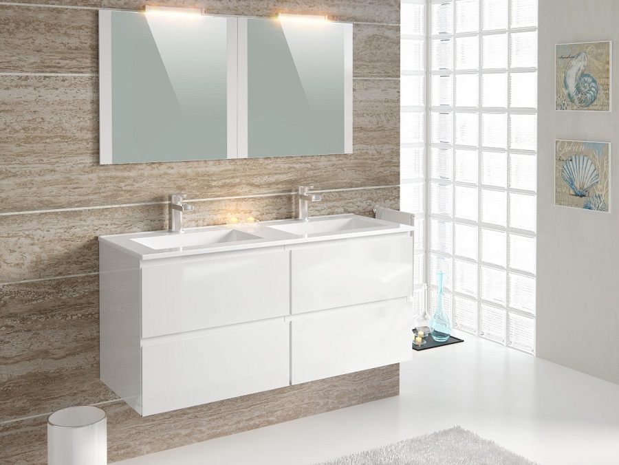Meubles de salle de bain 120 cm FIDJI Blanc