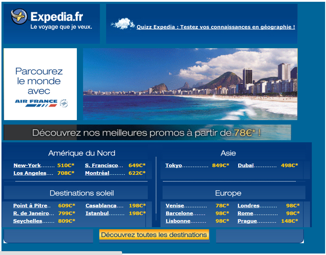 Expedia.fr Promo Air France - Expedia Vol à partir de 78 euros - Expedia Promo Vols Air France