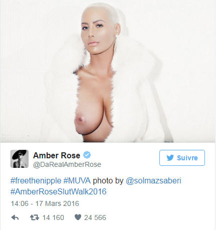 Amber Rose montre sa poitrine pour la bonne cause