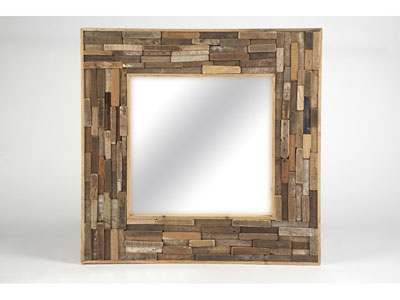 Miroir Conforama - Miroir carré en bois recyclé 100 x 100cm PLANETE
