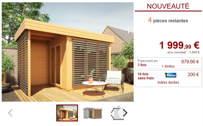 Abri de jardin en bois AMAKO + Terrasse couverte 10 m² Ep 28 mm