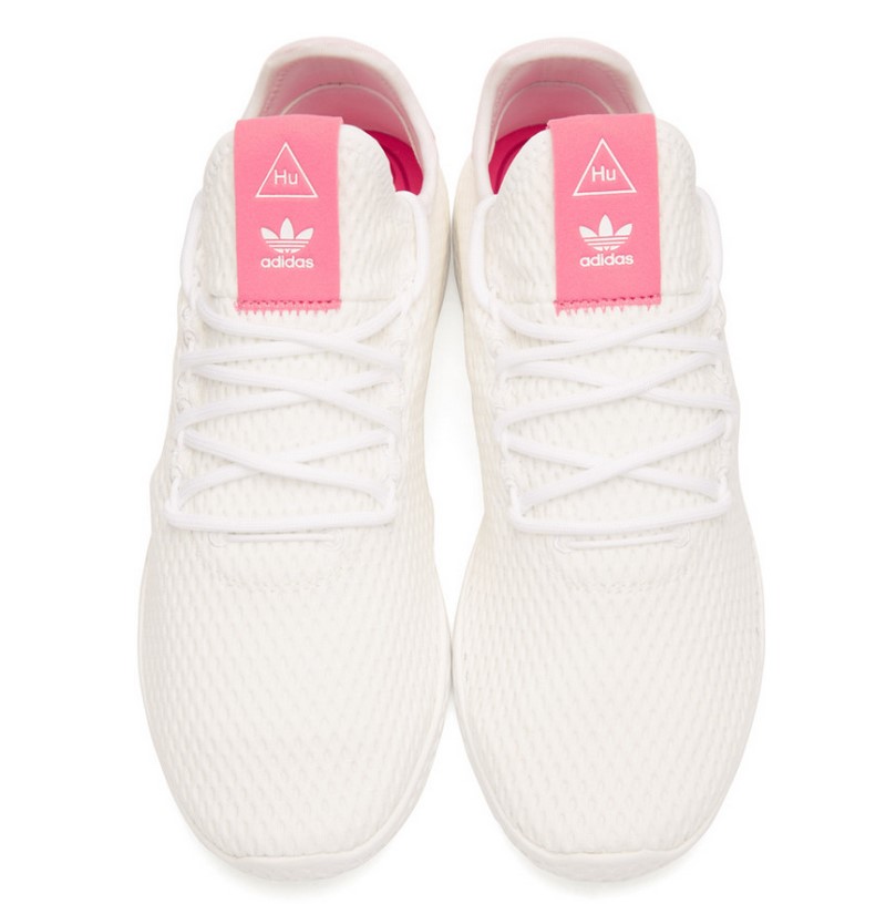 Adidas Originals x Pharrell Williams Baskets blanches et roses Tennis Hu
