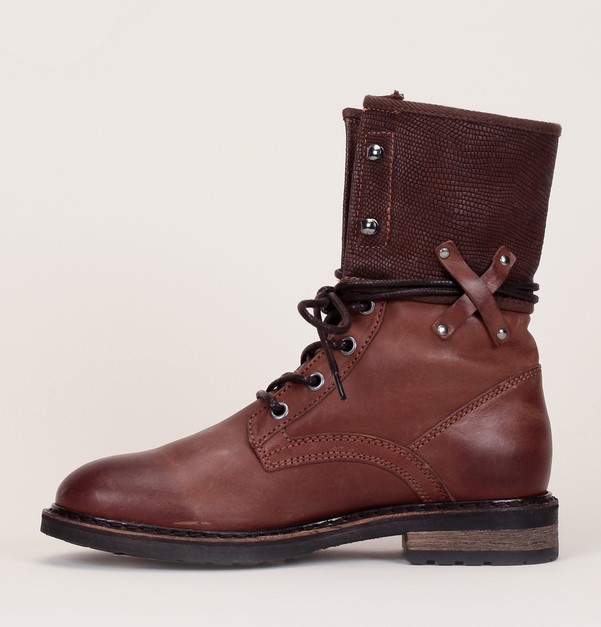 Palladium Bupswing Boots à lacets en cuir marron empiècement texturé