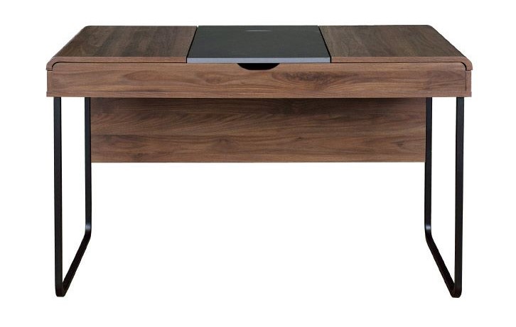 Bureau design QUINT avec plateau coulissant bois et gris