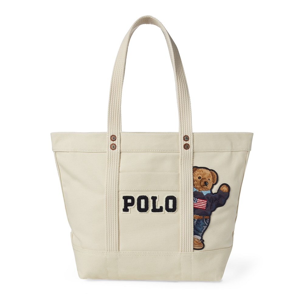 Polo Ralph Lauren Canvas Polo Bear Tote Bag Ecru