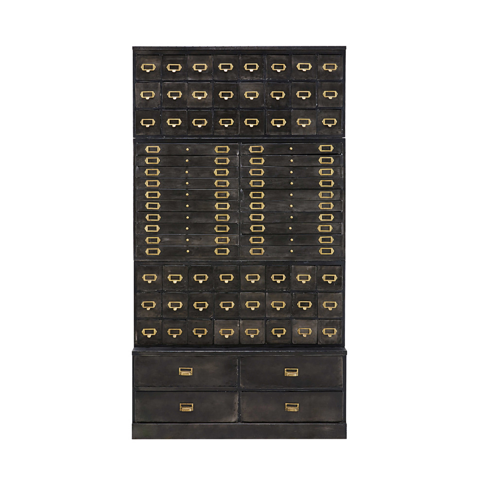 Cabinet de rangement 72 tiroirs Officine en métal noir vieilli - Maisons du Monde