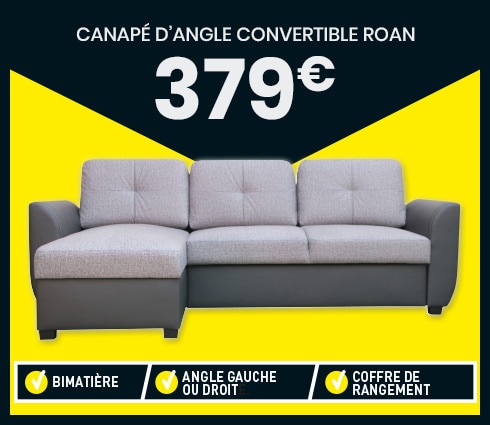 Canapé d'angle convertible 4 places ROAN Coloris gris - Conforama