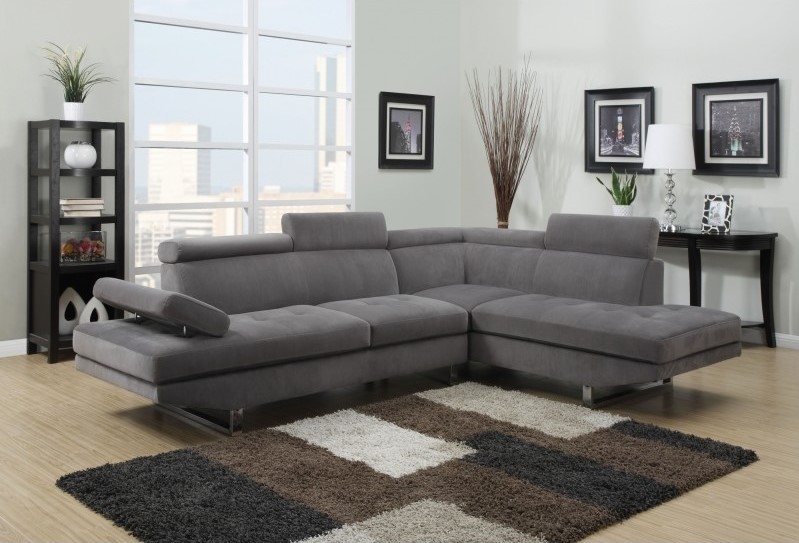 Canapé d'angle design RUBIC en tissu gris