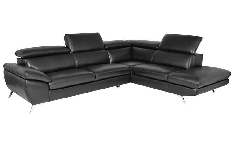 Canapé d'angle droit 4 places en cuir TARANTO coloris noir