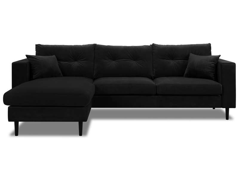 Canapé d'angle fixe 4 places en tissu VIKTOR coloris noir