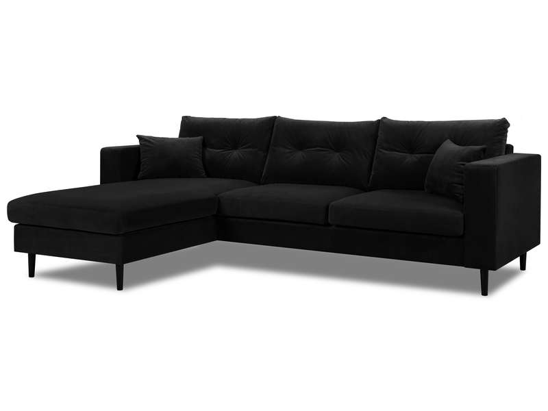 Canapé d'angle fixe 4 places en tissu VIKTOR coloris noir - Conforama
