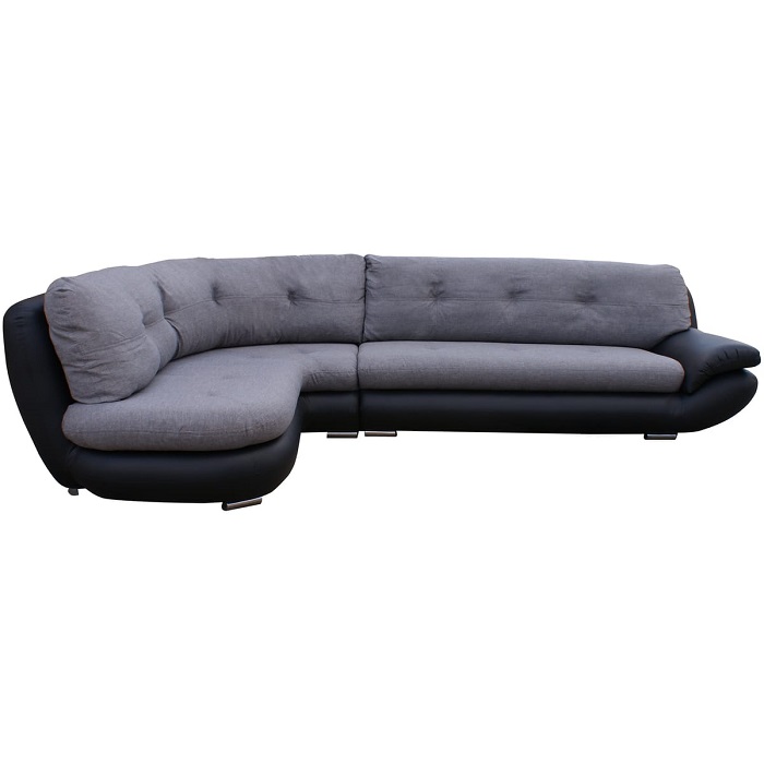 Canapé d'angle gauche MENZO 5 places tissu gris clair/ PU noir - Auchan