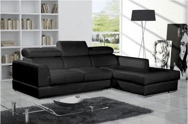 Canapé d'angle NETO noir design cuir