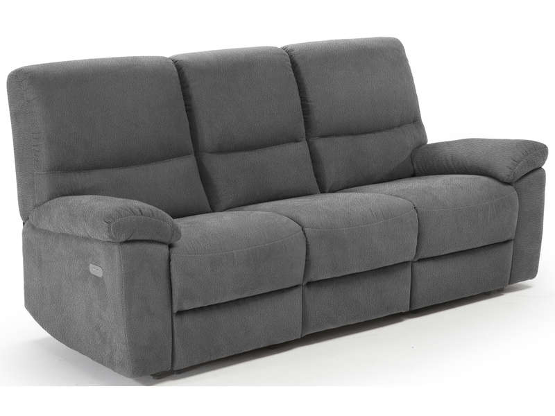Canapé de relaxation électrique 3 places TODD coloris gris