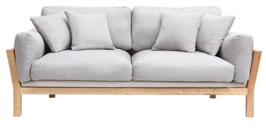 Canapé design 3 places KYO déhoussable gris clair pieds bois