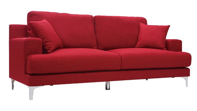 Canapé design 3 places BOMEN en tissu rouge  - Miliboo