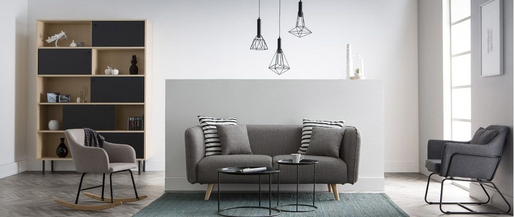 Canapé design 3 places MOONLIGHT gris clair