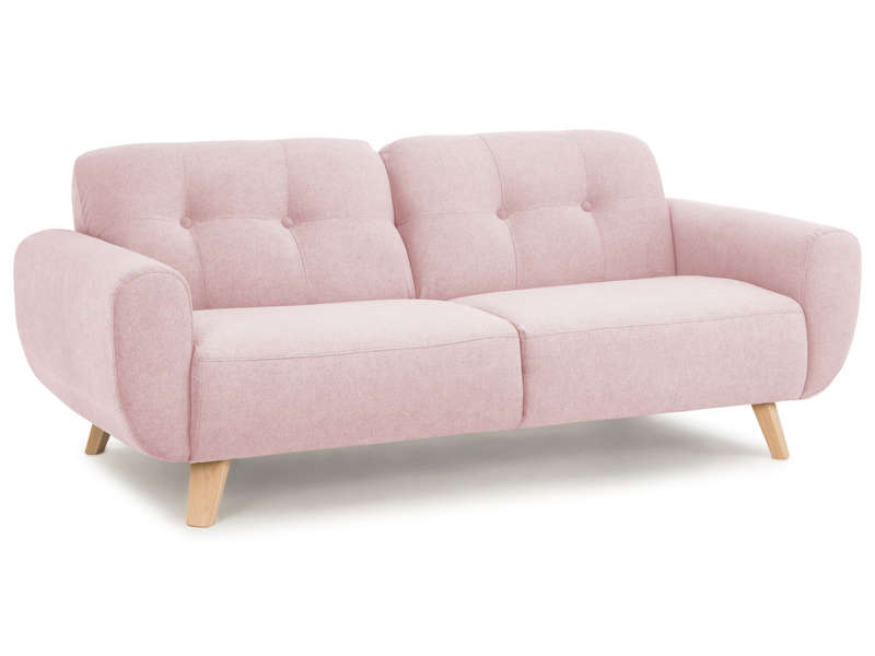 Canapé droit 3 places en tissu NIEVE coloris rose - Conforama